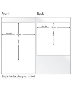 Bespoke custom PVC card holder diagrams showing the measurement options for a single holder.