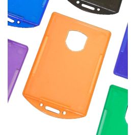 Orange Peel Texture Flexible Badge Holder with 2-Hole Clip Horizontal / Credit Card