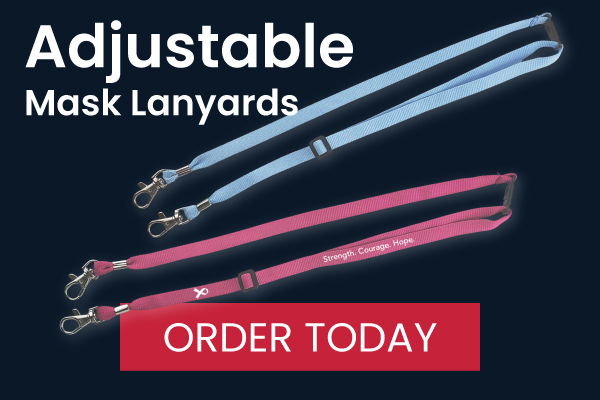 Adjustable Mask Lanyards - Never lose your mask again! These new products are available in plain solid colours or custom printed with your logo!